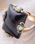 Prima Black Onyx Golden Statement Ring
