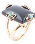 Prima Black Onyx Golden Statement Ring