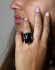Prima Black Onyx Golden Statement Ring