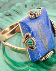 Prismatic Blue Lapis and Malachite Golden Ring