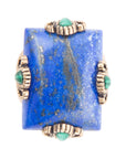Prismatic Blue Lapis and Malachite Golden Ring