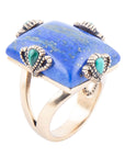 Prismatic Blue Lapis and Malachite Golden Ring