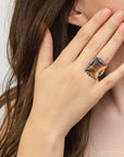 Prismatic Brown Tiger's Eye Statement Golden Ring