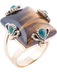 Prismatic Brown Tiger's Eye Statement Golden Ring