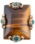 Prismatic Brown Tiger's Eye Statement Golden Ring