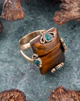 Prismatic Brown Tiger's Eye Statement Golden Ring