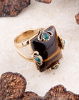 Prismatic Brown Tiger's Eye Statement Golden Ring