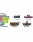 Professional Choice Horse Grooming Kit Brush Comb W/ Collapsible Silicon Bucket