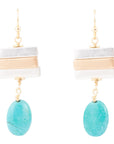 Pueblo Blue Magnesite and Mixed Metal Drop Earrings