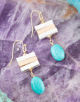 Pueblo Blue Magnesite and Mixed Metal Drop Earrings
