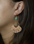 Pueblo Blue Magnesite Golden Fringe Earrings