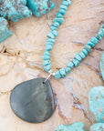Pueblo Blue Turquoise Magnesite and Jasper Sterling Silver Necklace