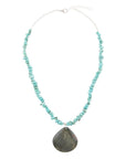 Pueblo Blue Turquoise Magnesite and Jasper Sterling Silver Necklace