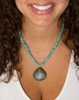 Pueblo Blue Turquoise Magnesite and Jasper Sterling Silver Necklace
