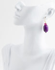 Purple Agate Drop Golden Earrings