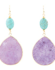 Purple Amethyst Tear Golden Drop Earrings