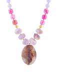 Purple Periwinkle Amethyst and Agate Pendant Necklace