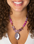 Purple Periwinkle Amethyst and Agate Pendant Necklace