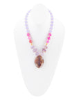 Purple Periwinkle Amethyst and Agate Pendant Necklace