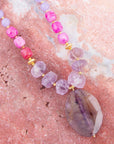 Purple Periwinkle Amethyst and Agate Pendant Necklace