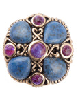 Purple Turquoise and Blue Lapis Golden Statement Ring