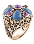 Purple Turquoise and Blue Lapis Golden Statement Ring