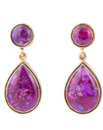 Purple Turquoise and Golden Bronze Teardrop Earrings