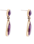 Purple Turquoise and Golden Bronze Teardrop Earrings