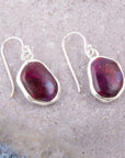 Purple Turquoise Drop Earrings - Sterling Silver