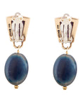 Purple Turquoise Indigo Golden Clip Earrings