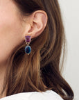 Purple Turquoise Indigo Golden Clip Earrings