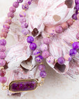 Purple Turquoise Linked Golden Necklace