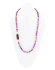 Purple Turquoise Linked Golden Necklace