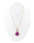 Purple Turquoise Teardrop Golden Pendant Necklace