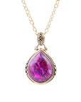 Purple Turquoise Teardrop Golden Pendant Necklace