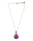 Purple Turquoise Teardrop Golden Pendant Necklace