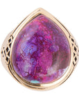 Purple Turquoise Golden Teardrop Ring