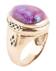 Purple Turquoise Golden Teardrop Ring