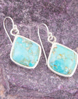 Puzzled Blue Turquoise Sterling Silver Earrings