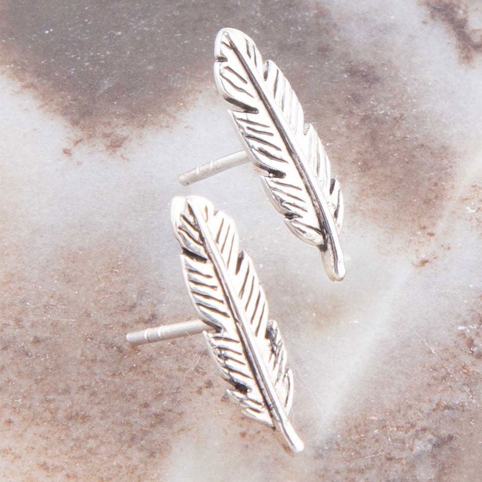 Quill Sterling Silver Feather Stud Earrings