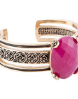 Red Raspberry Quartz Golden Statement Cuff Bracelet