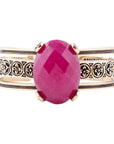 Red Raspberry Quartz Golden Statement Cuff Bracelet