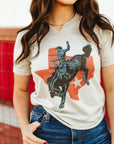 Raw Cut V-neck Texas Cowboy Graphic Tee