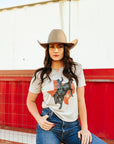 Raw Cut V-neck Texas Cowboy Graphic Tee