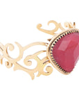 Red Bordeaux Quartz Golden Statement Cuff Bracelet