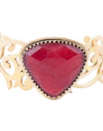 Red Bordeaux Quartz Golden Statement Cuff Bracelet