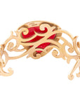 Red Bordeaux Quartz Golden Statement Cuff Bracelet