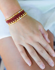 Red Carnelian and Yellow Jade Golden Stretch Bracelet Set