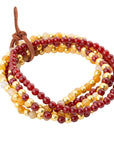 Red Carnelian and Yellow Jade Golden Stretch Bracelet Set