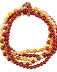 Red Carnelian and Yellow Jade Golden Stretch Bracelet Set